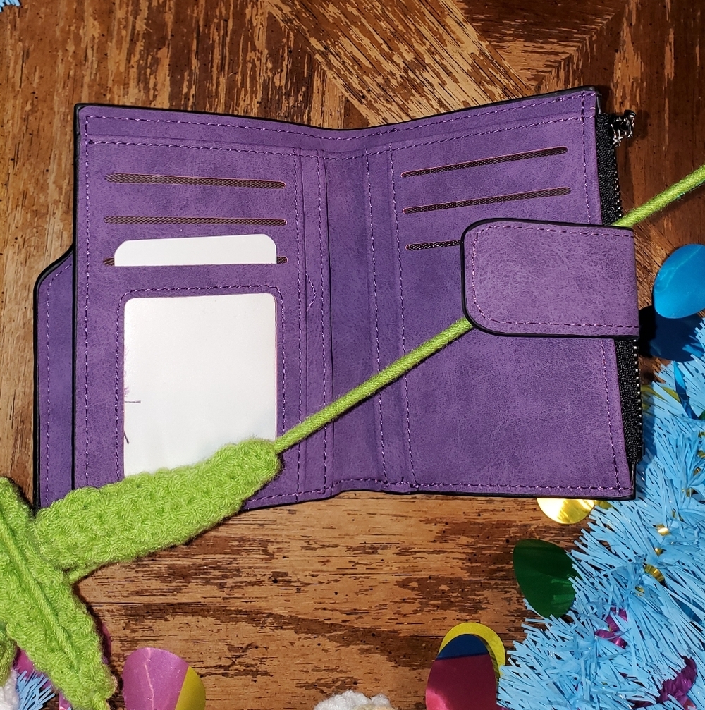 Vibrant Purple Faux Leather Small Wallet - Picture 6 of 7